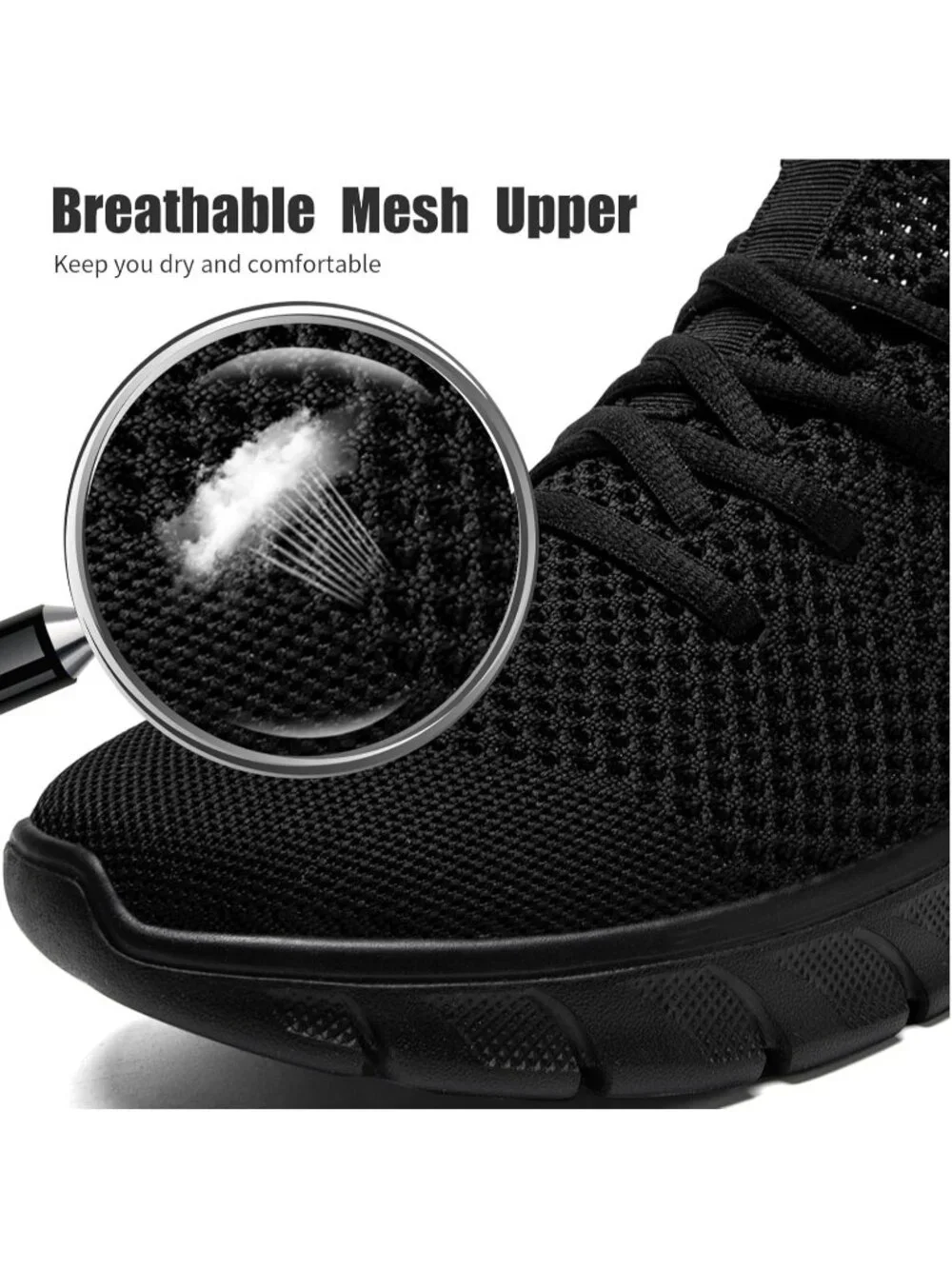 🆕Men's Black Mesh Running Shoes Slip On Tennis Walking Sneakers Gym Athletic